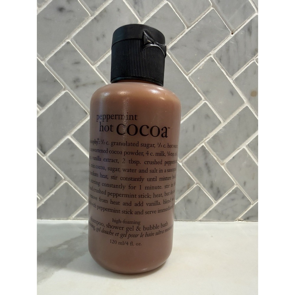 Philosophy Peppermint Hot Cocoa High Foaming Shampoo Shower Gel Bubble Bath 4 Oz